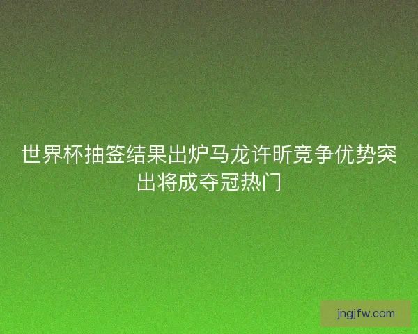 世界杯抽签结果出炉马龙许昕竞争优势突出将成夺冠热门